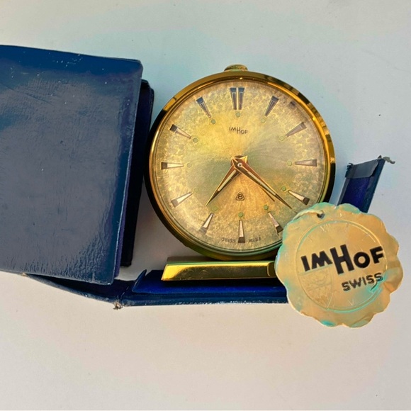 Vintage ImHof Swiss Alarm Manual Wind Travel Clock - Picture 2 of 10